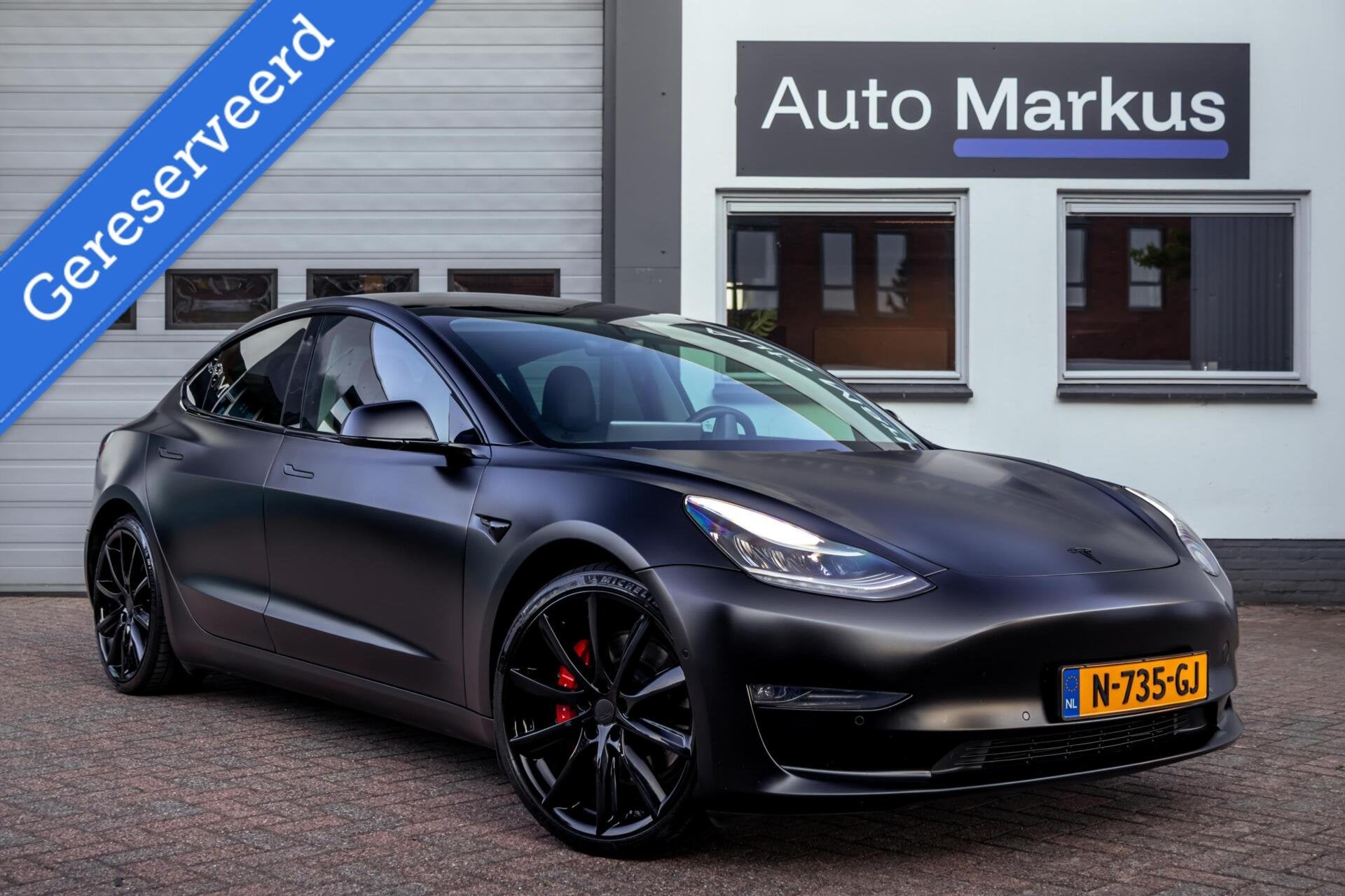 Tesla Model 3 Performance AWD 75 kWh|Matte Gespoten|Uniek|Ze, Auto's, Tesla, Automaat, 547 km, 462 pk, Zwart