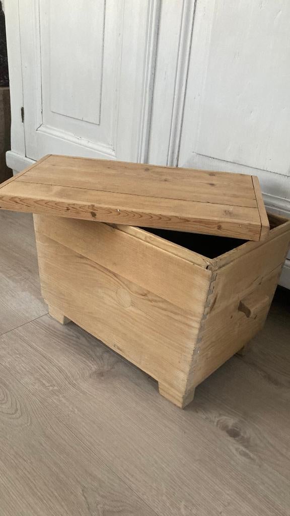 Oude grenen kist met deksel, Ophalen of Verzenden, Gebruikt, 50 tot 100 cm, Minder dan 50 cm
