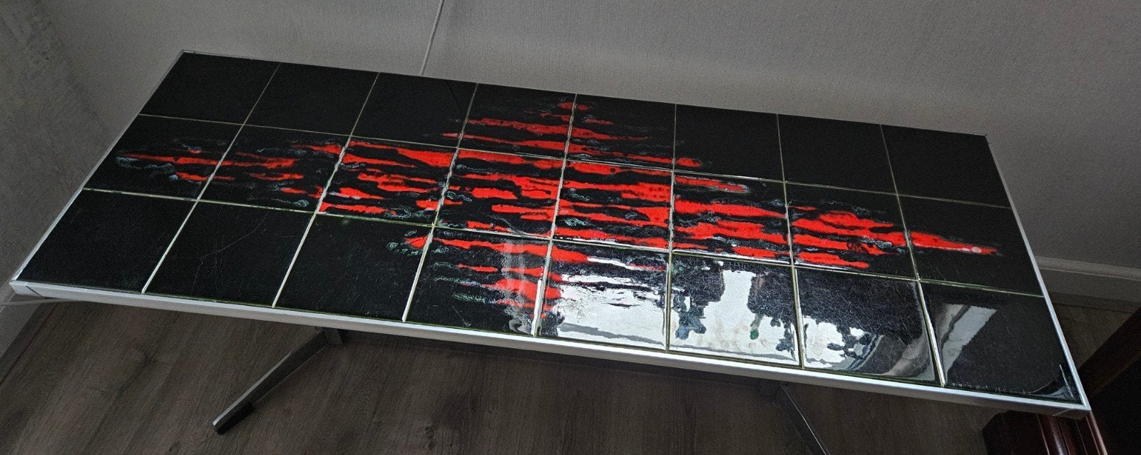 Vintage keramische Belarti style tegelsalontafel  jaren 1960, Ophalen of Verzenden, Gebruikt