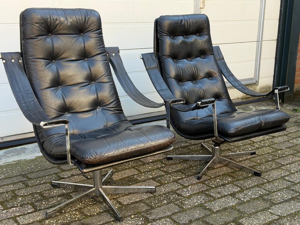 Vintage Jaren 70 Draaifauteuils Artifort Harcourt stijl, Ophalen, Gebruikt, 75 tot 100 cm, De Sede Pastoe Norell Vitra Eames Togo Retro Chesterfield
