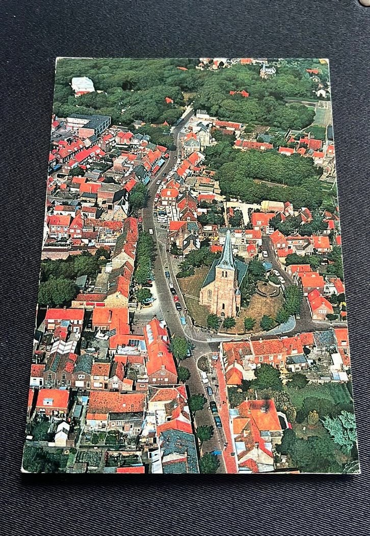 Domburg luchtfoto panorama, Ophalen of Verzenden, 1960 tot 1980, Gelopen, Zeeland