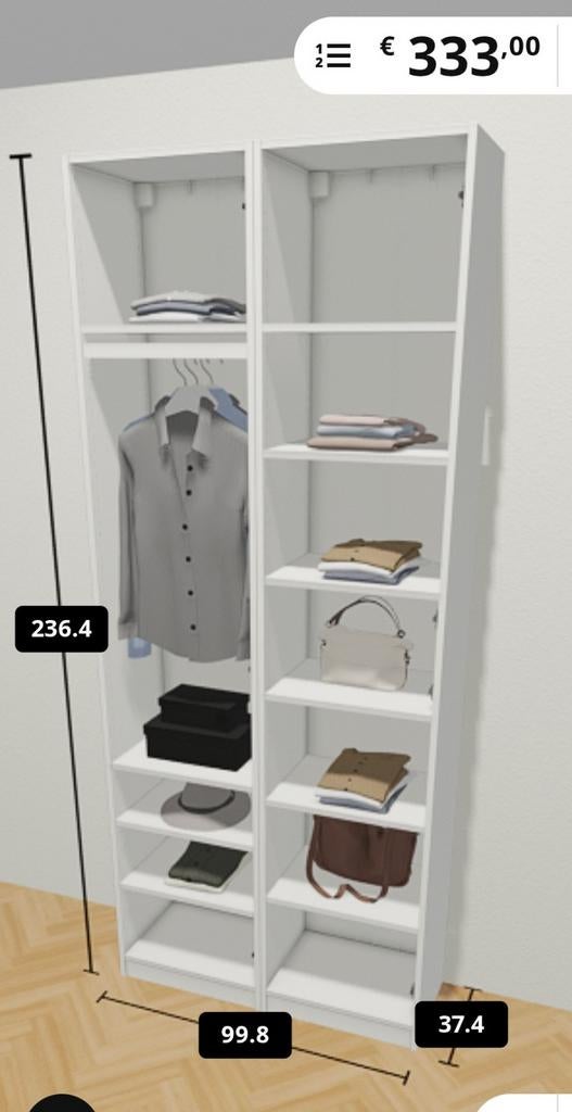 Witte PAX Ikea 2x 50x236x36cm, Ophalen, Met deur(en), 200 cm of meer, 50 tot 100 cm