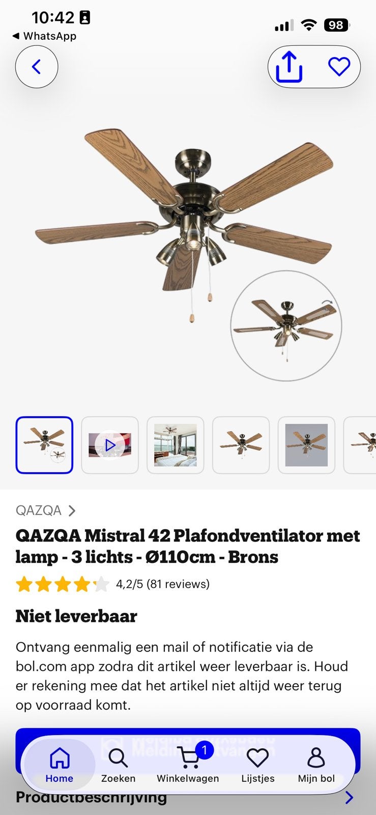 Plafondventilator met verlichting NIEUW IN DOOS!!, Ophalen, Nieuw