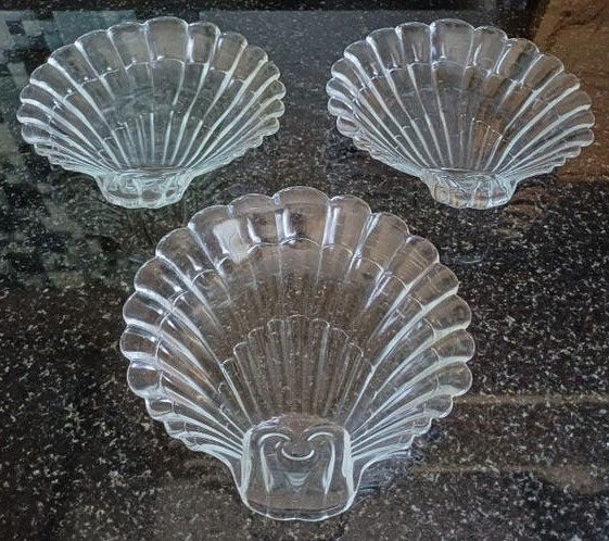 Vintage France Arcoroc glazen schelp schalen 15 cm 3 stuks, Ophalen of Verzenden