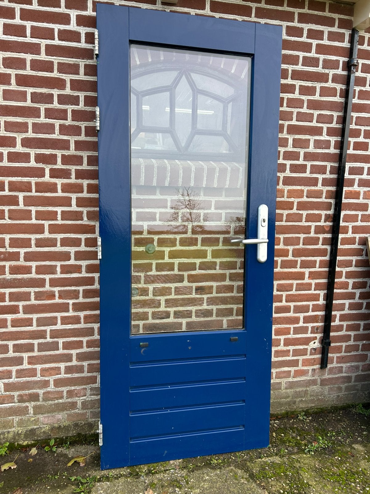 Hardhouten achterdeur 82,7x201,5cm., Ophalen, 80 tot 100 cm, 200 tot 215 cm, Glas