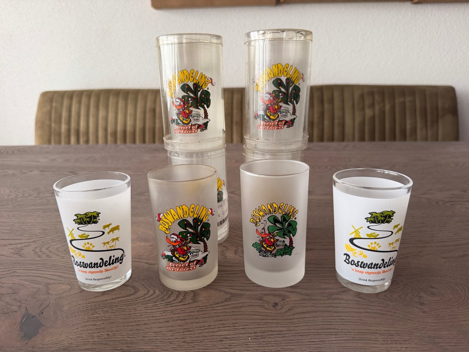 Set van 6 Boswandeling Glaasjes, Meerkleurig, Overige stijlen, Ophalen of Verzenden, Zo goed als nieuw