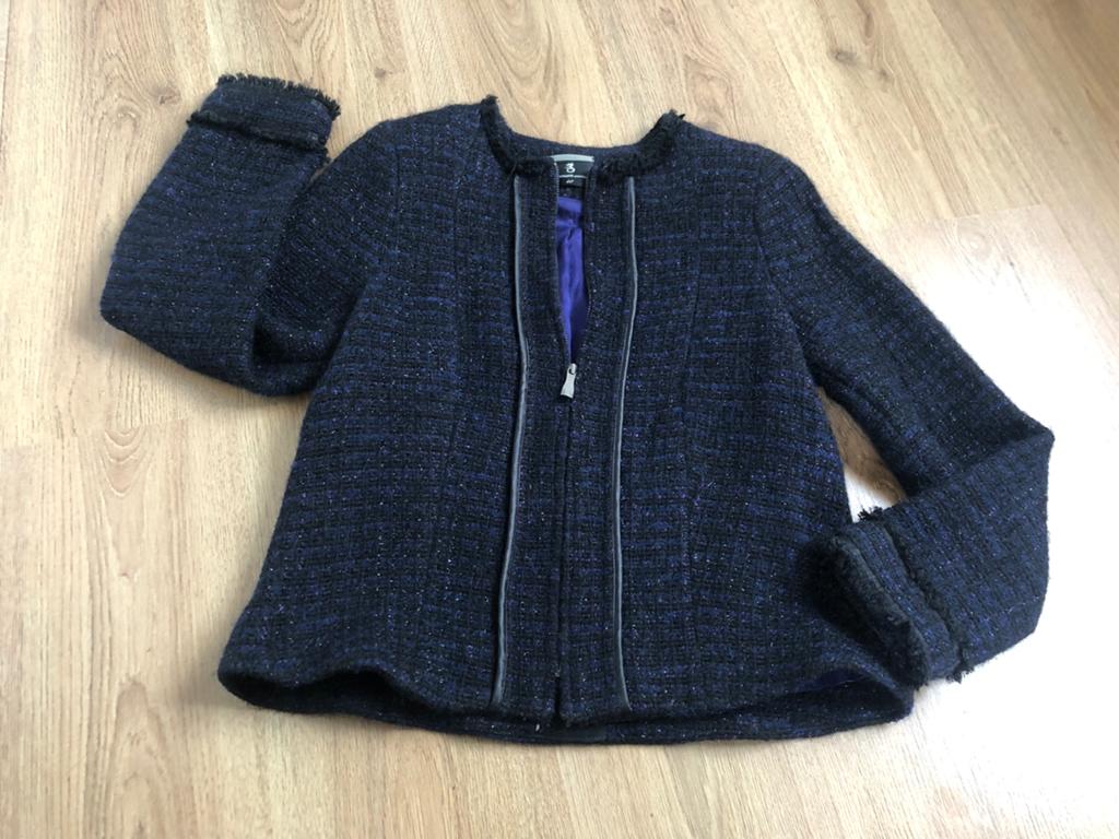 Summum blauw zwart paars wollig jasje blazer 40 tweed, Maat 38/40 (M), Summum Woman, Blauw, Ophalen of Verzenden