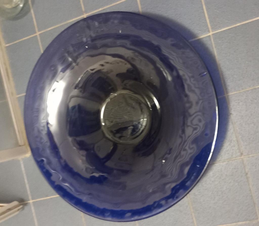 Kobalt blauwe schaal, Ophalen, Zo goed als nieuw, Rond, Glas