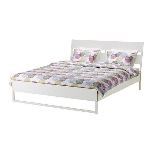 Ikea Trysil bedframe 160x200 met lattenbodems, Ophalen, Gebruikt, Wit, Tweepersoons