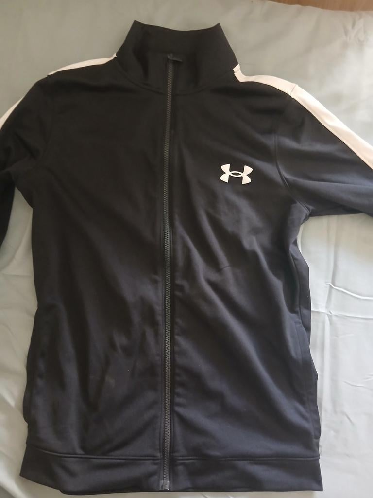 Under Armour trainingsjack zwart met witte strepen, Zwart, Under Armour, Ophalen of Verzenden, Zo goed als nieuw