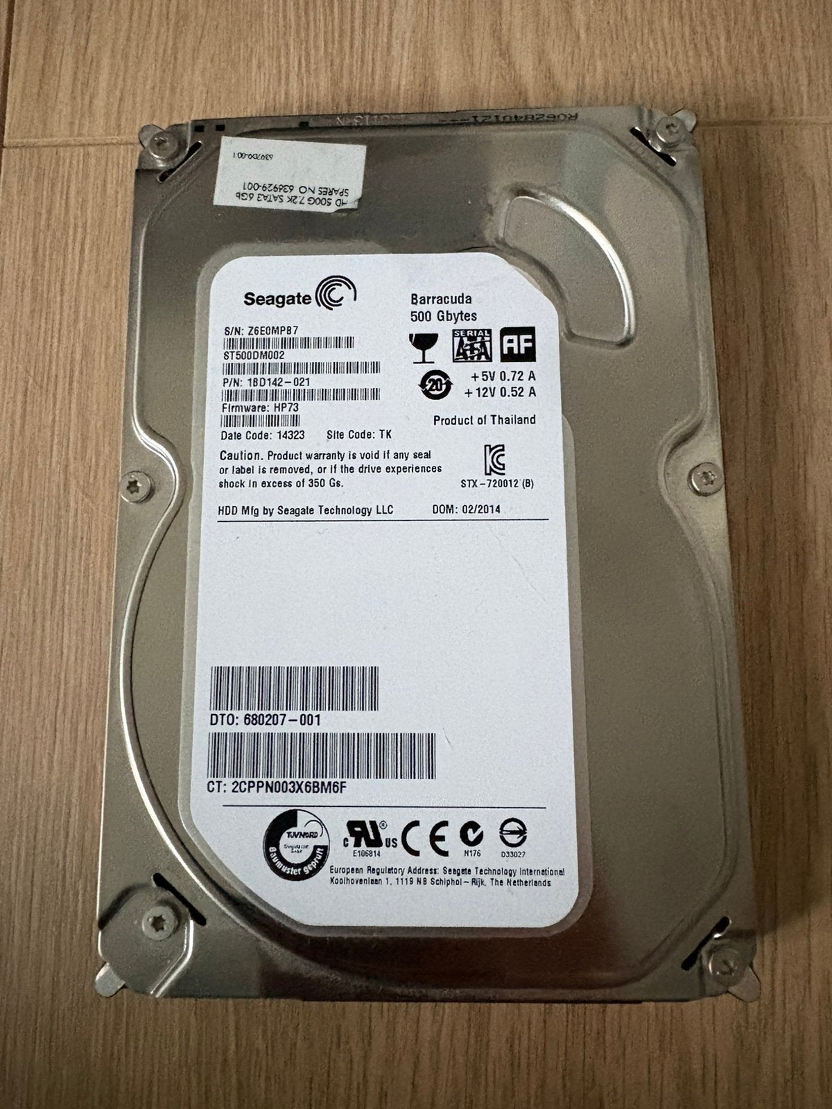 Seagate Barracuda 500GB Harddisk, Computers en Software, Intern, Gebruikt, Ophalen of Verzenden, Desktop