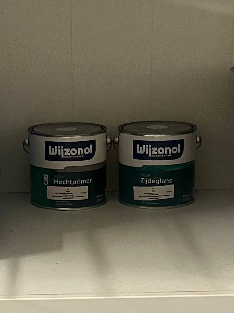 Wijzonol Aqua Hechtprimer en Zijdeglans verf RAL 9010!!, Ophalen, 5 tot 10 liter, Wit, Nieuw