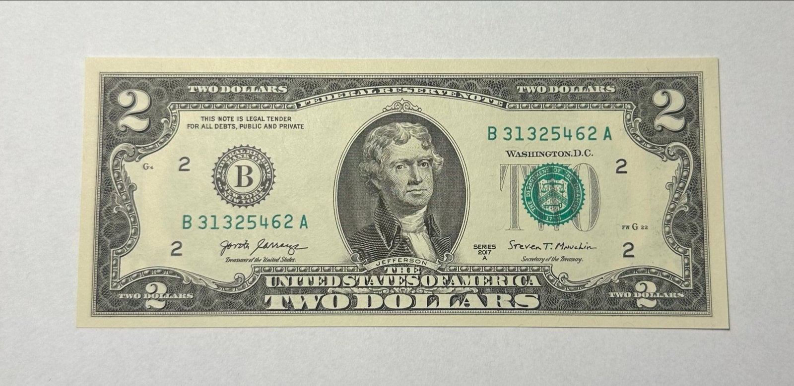 USA 2 Dollar biljet UNC - 2017A, Ophalen of Verzenden, Noord-Amerika, Los biljet