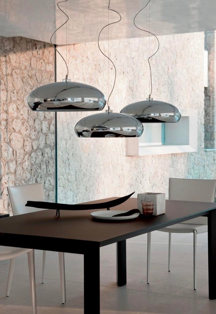 3x S60 Verchroomde Hublot Hanglampen - Modern Design, Ophalen, 50 tot 75 cm, Zo goed als nieuw, Modern disign
