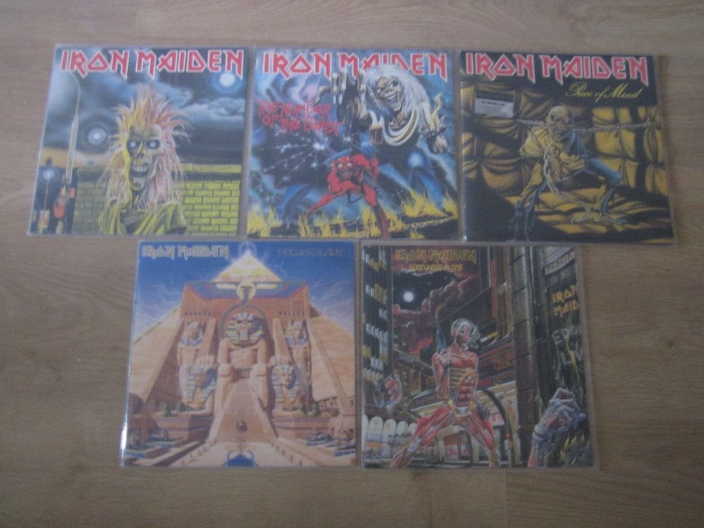Iron Maiden 5 LP's in een prima staat!, LP, Beschermende buitenhoes, Gebruikt, Ophalen of Verzenden