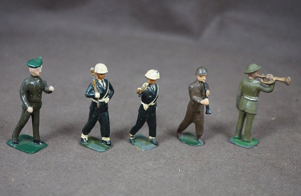 Vintage metalen soldaatjes met muziekinstrumenten, Antiek en Kunst, Ophalen of Verzenden