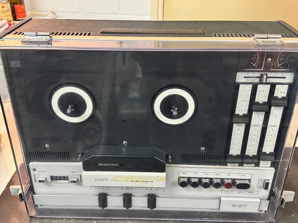Aristona 9197 Vintage Bandrecorder / Reel-to-Reel HiFi, Ophalen, Bandrecorder, Met stofkap