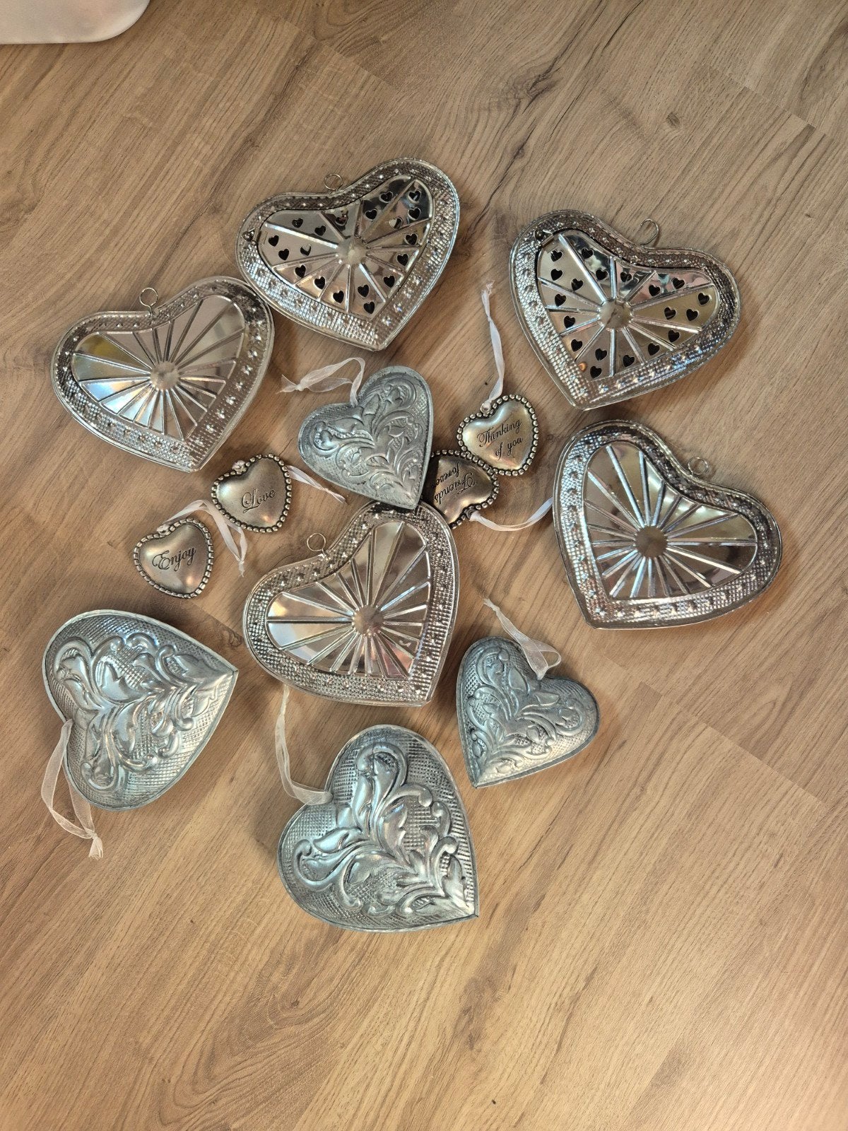 hart decoraties zilverkleurig, Huis en Inrichting, Vintage, Gebruikt, Ophalen of Verzenden, Metaal