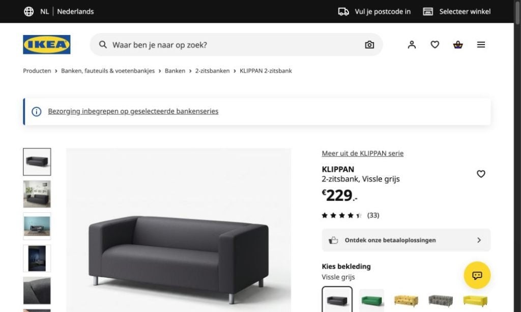IKEA Klippan 2-zitsbank grijs – 1 jaar gebruikt – Groningen, Ophalen, Gebruikt, 150 tot 200 cm, Tweepersoons