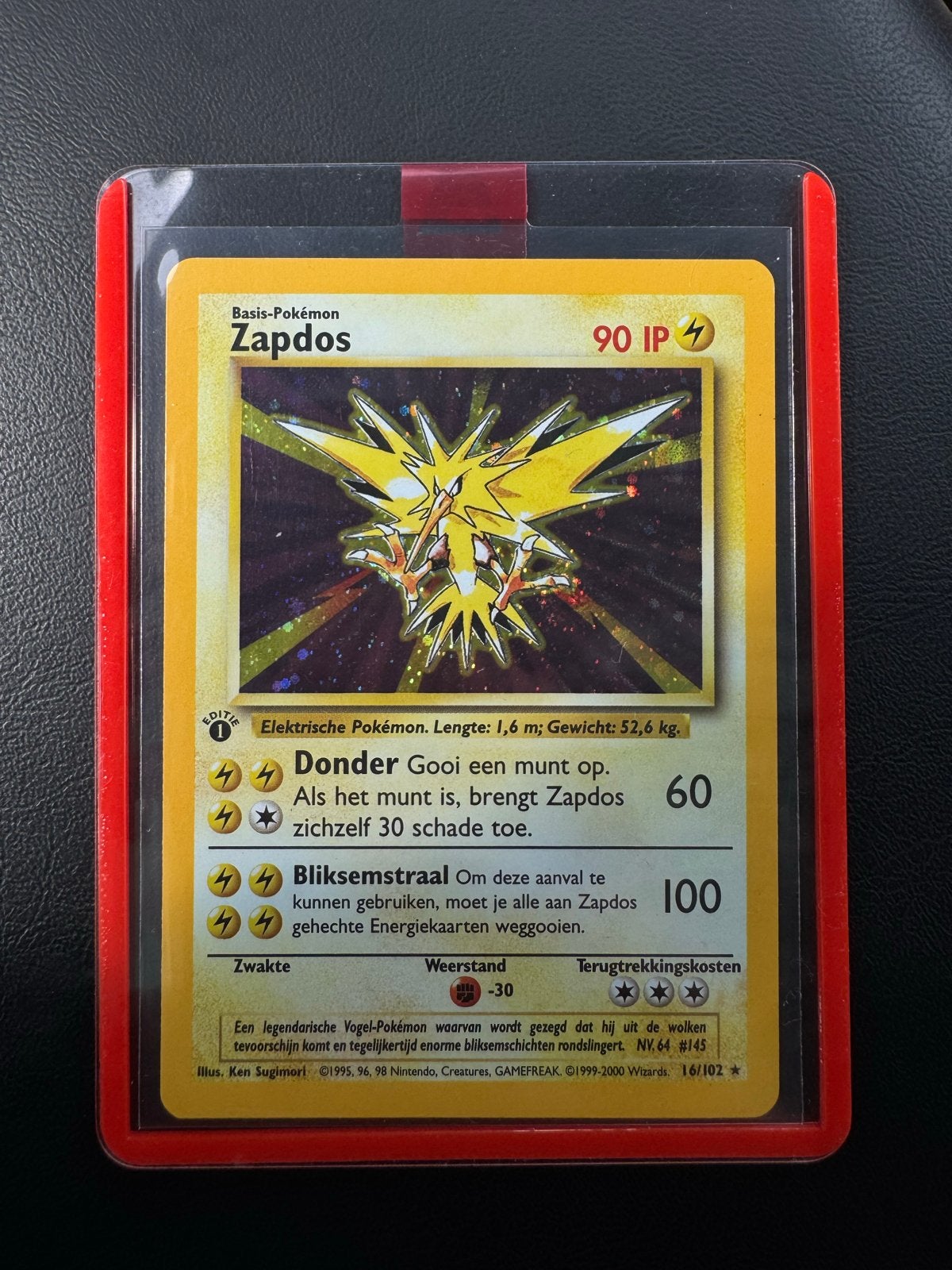 Zapdos 16/102 1ste editie NL Pokémon kaart (basis-Pokémon), Hobby en Vrije tijd, Ophalen of Verzenden, Nieuw, Losse kaart