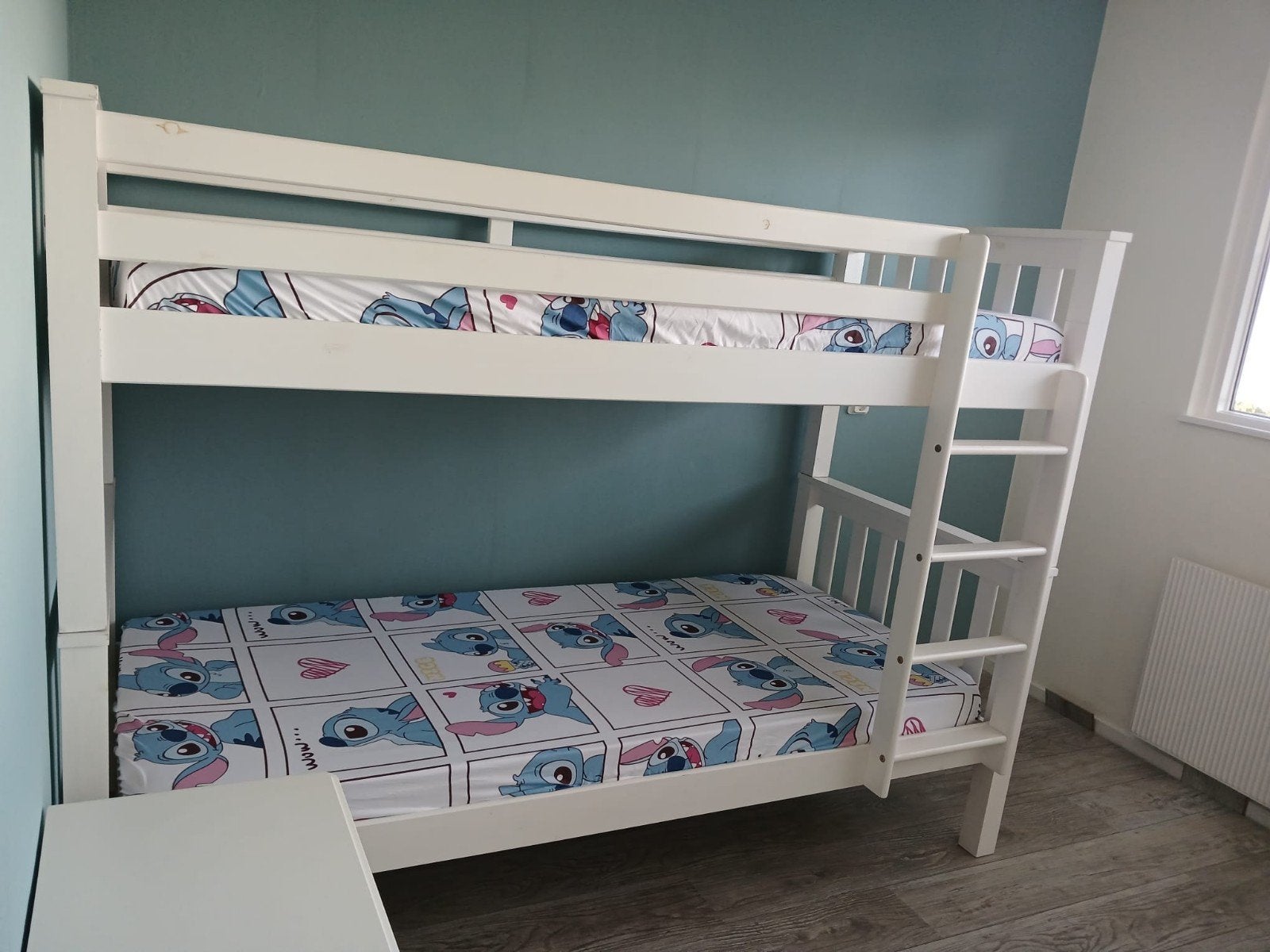 Wit stapelbed (90x200) - ook los te gebruiken, Gebruikt, 90 cm, Tweepersoons, Ophalen of Verzenden