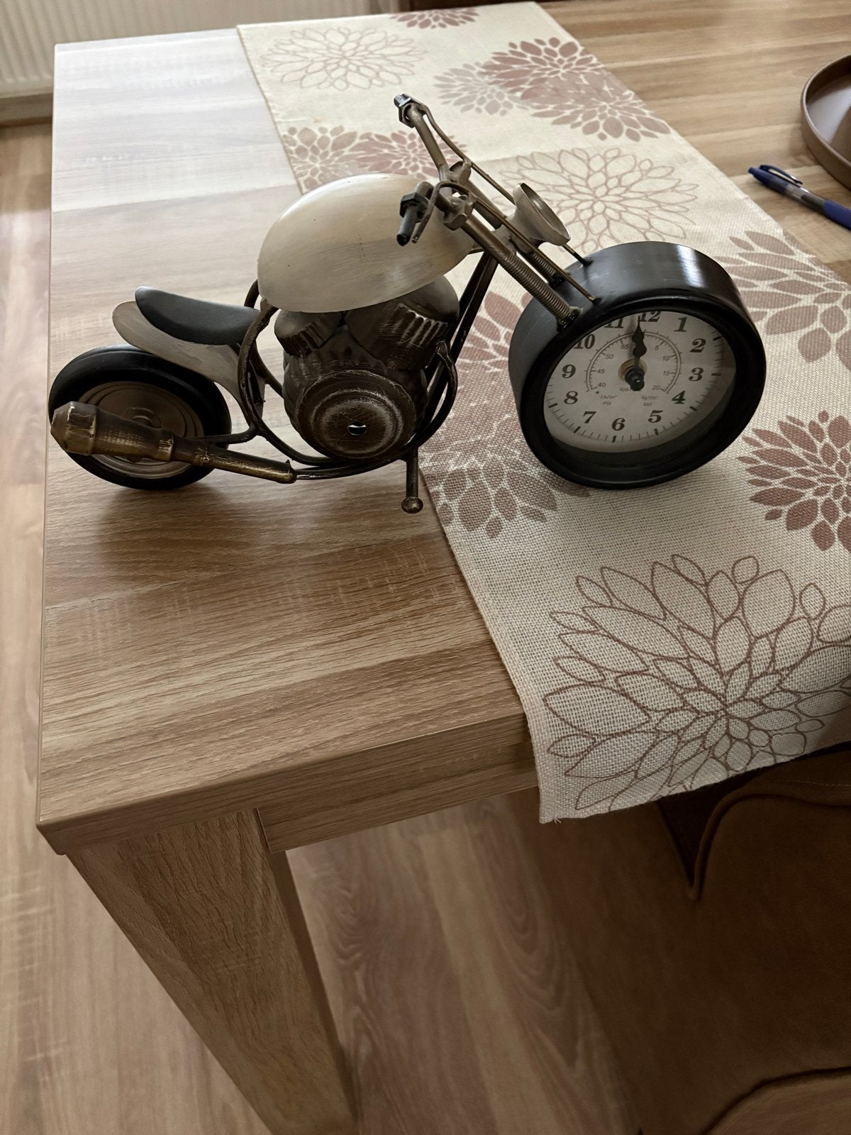 Decoratieve Motorfiets Klok - Uniek Design, Ophalen, Gebruikt, Vintage, Analoog