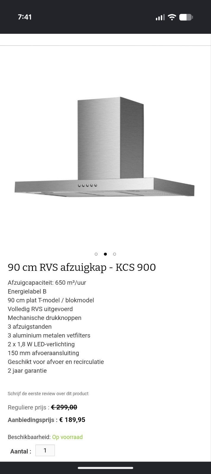 RVS Afzuigkap - Inbouw - nieuw, Ophalen, Onderbouw afzuigkap, Zo goed als nieuw, Inbouw