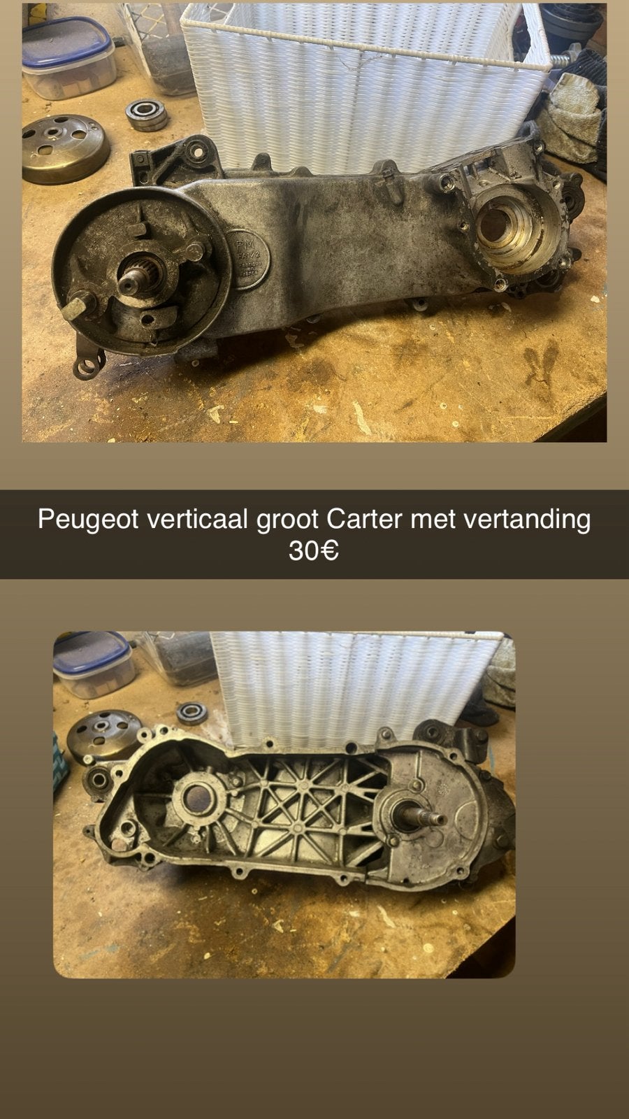 Peugeot verticaal 2 takt groot carter met vertanding, Ophalen of Verzenden