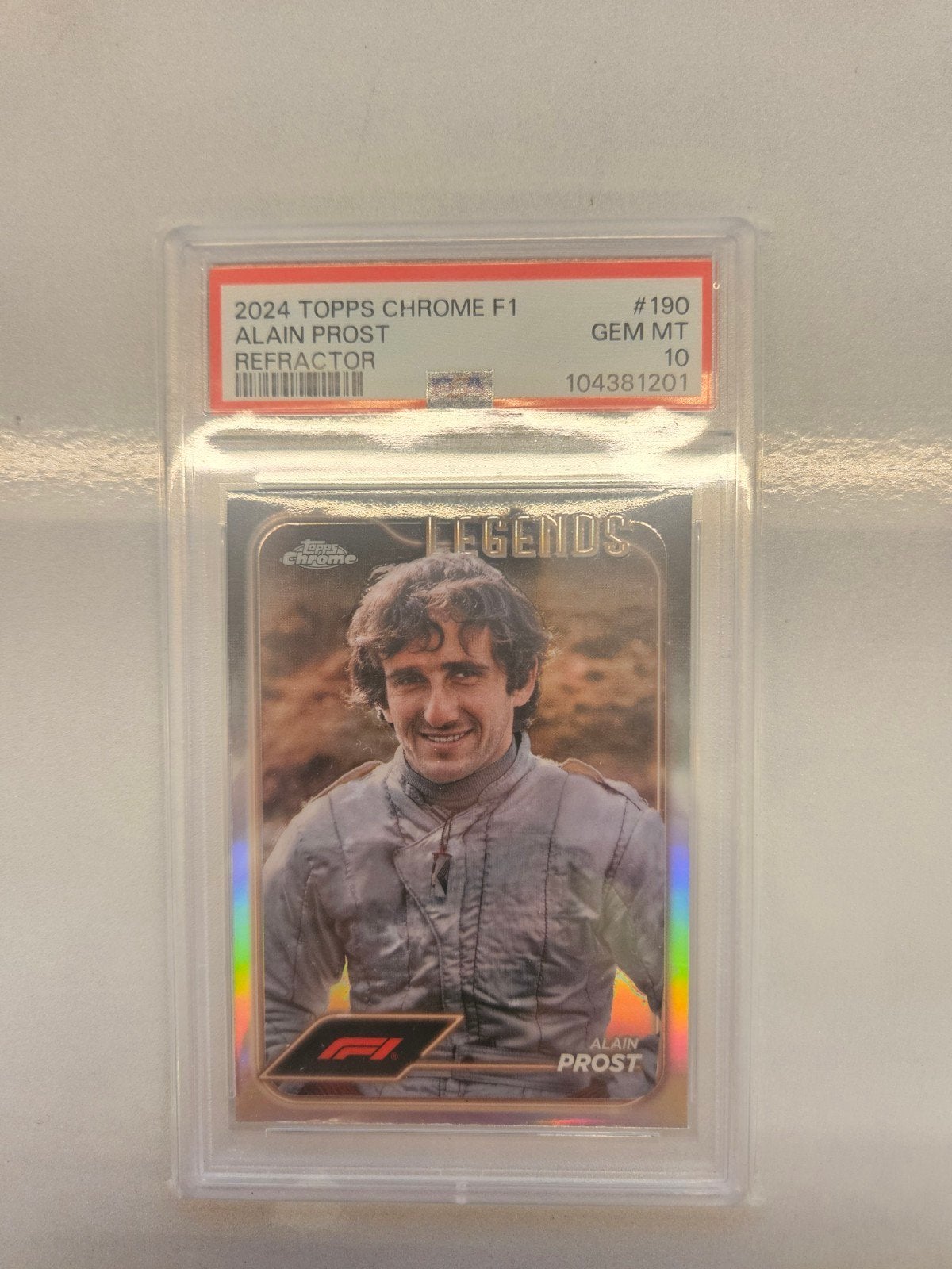 190 alain prost legends topps chrome f1 2024 refractor psa10, Hobby en Vrije tijd, Stickers en Plaatjes, Ophalen of Verzenden