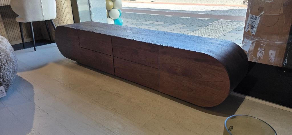 TV-meubel King Bruin Mangohout 210 cm Showmodel KORTING