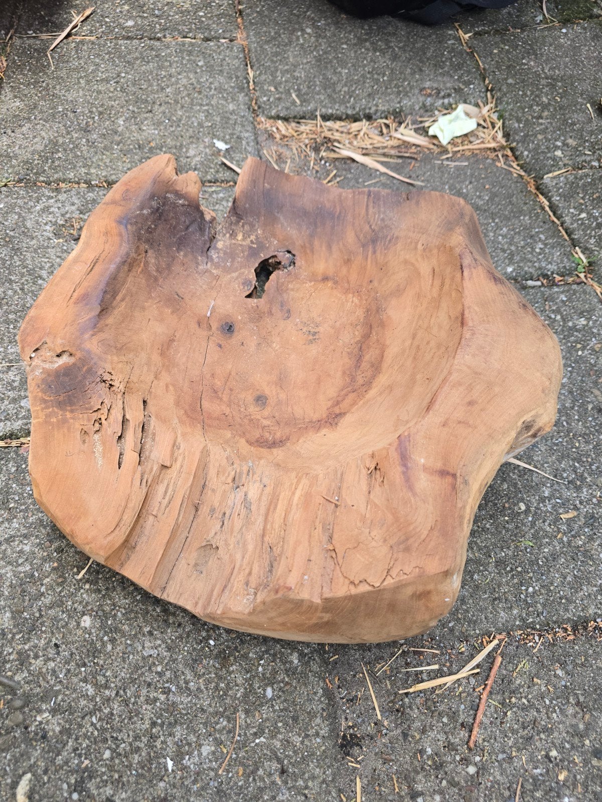Unieke houten schaal 40x40 cm - Decoratief en robuust, Ophalen of Verzenden, Rond, Hout