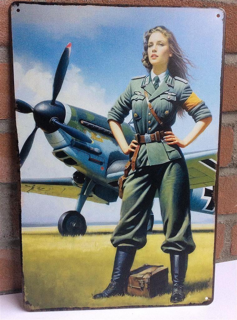 Messerschmitt Duitsland luftwaffe pin up Metalen Wandbord, Ophalen of Verzenden, Luchtmacht, Duitsland