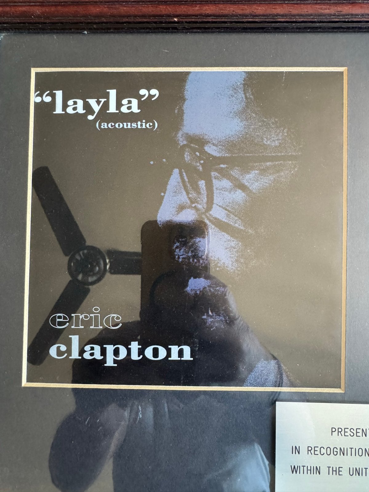 Eric Clapton - Layla (Acoustic) - Ingelijste Platinum Disc, Cd's en Dvd's, Speciale editie, 7 inch, Ophalen of Verzenden, Zo goed als nieuw