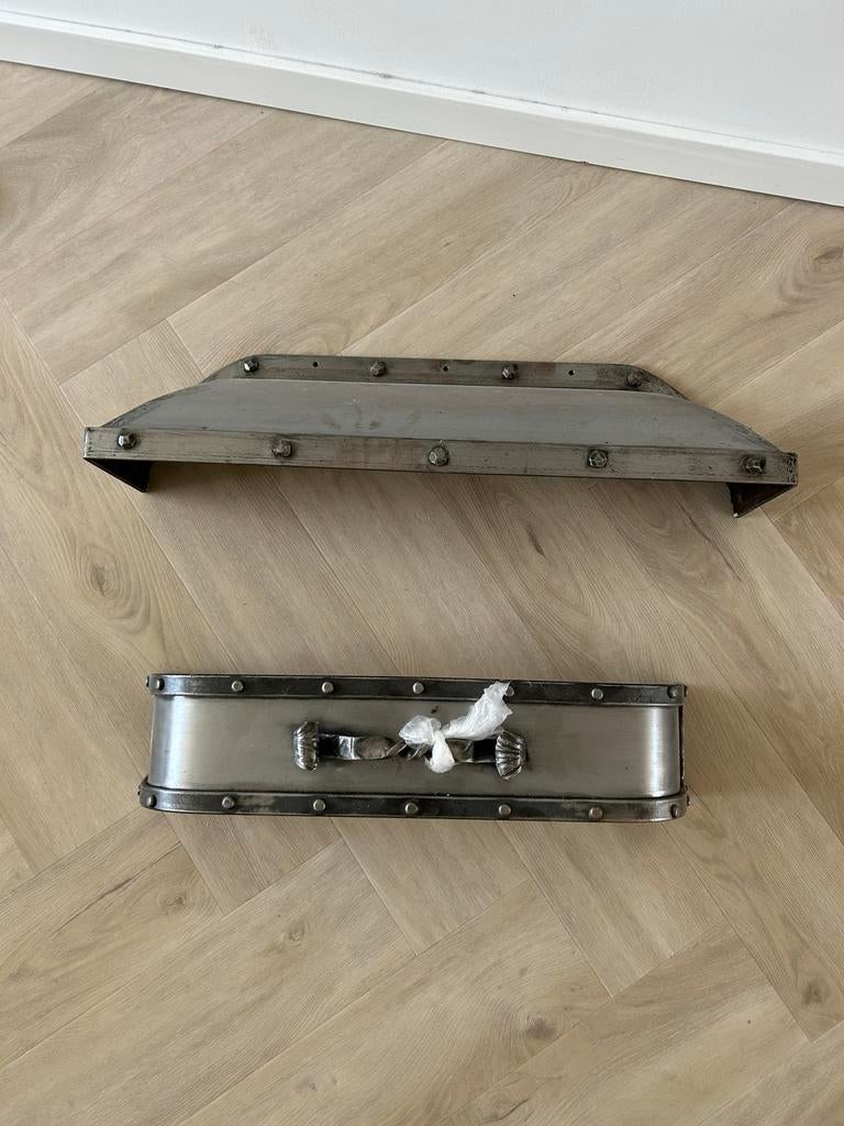 Metalen haardplaat en haardbak, Huis en Inrichting, Haarden, Ophalen, Gebruikt, Inbouwhaard, Overige soorten