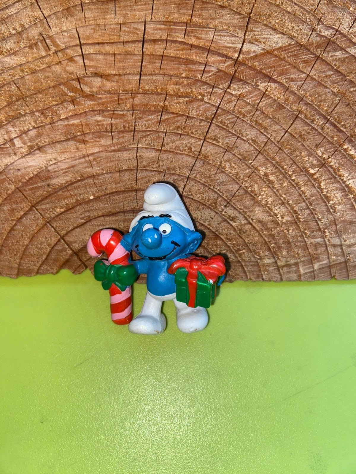 Smurfen kerst smurf met zuurstok, Verzamelen, Smurfen, Ophalen of Verzenden, Gebruikt