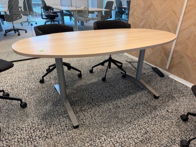 Ovale vergadertafel 180x90 cm - Zonder Stoelen, Gebruikt, Vijf personen of meer, Ovaal, 50 tot 100 cm