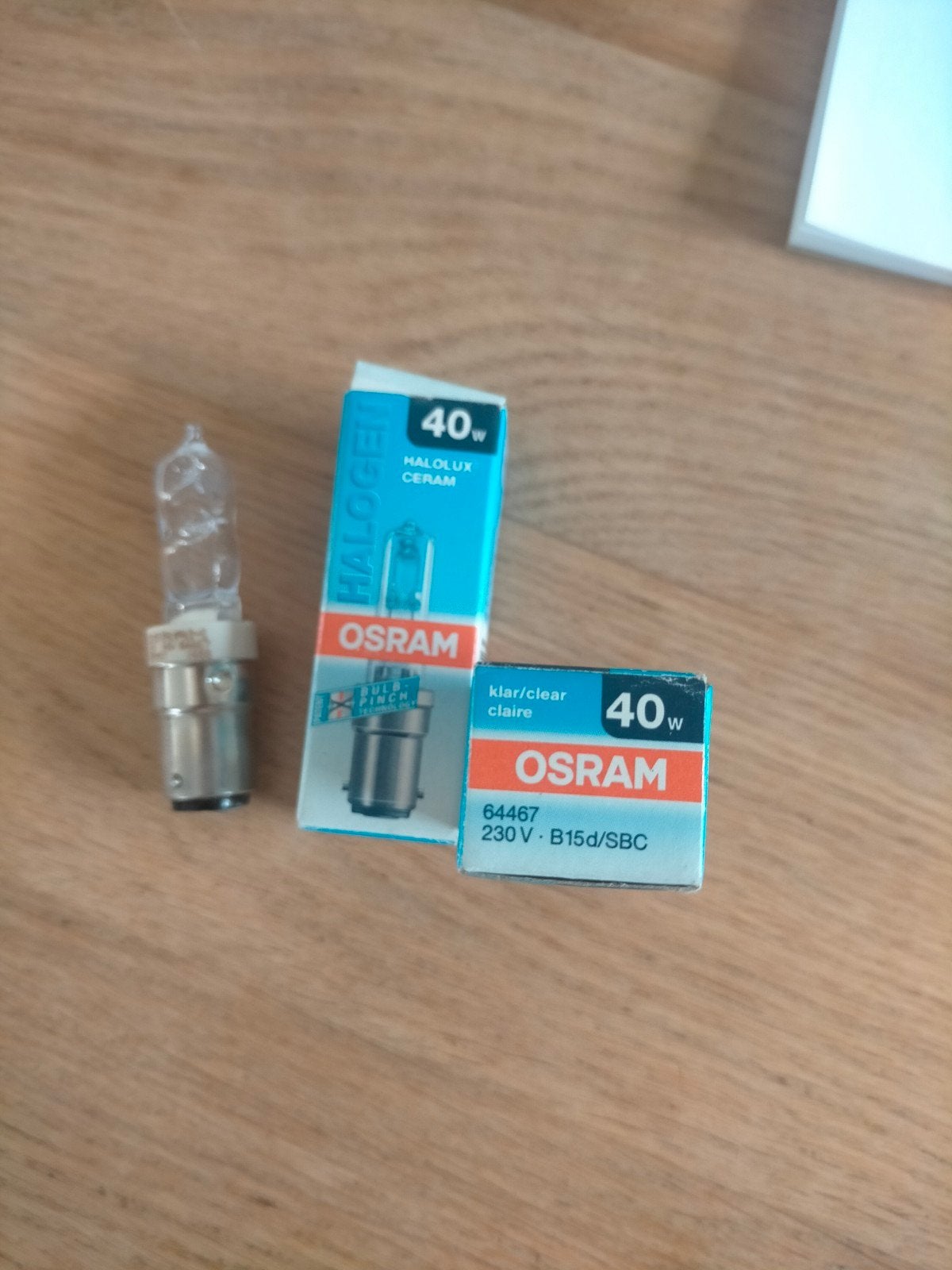 Osram Halogeenlampen 40W B15d/SBC - 2 stuks, Ophalen of Verzenden, Nieuw