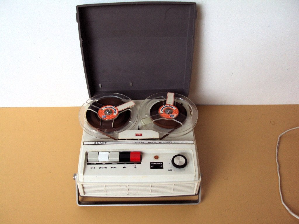 Vintage Sharp Bandrecorder met stofkap en banden, Ophalen, Bandrecorder, Met stofkap
