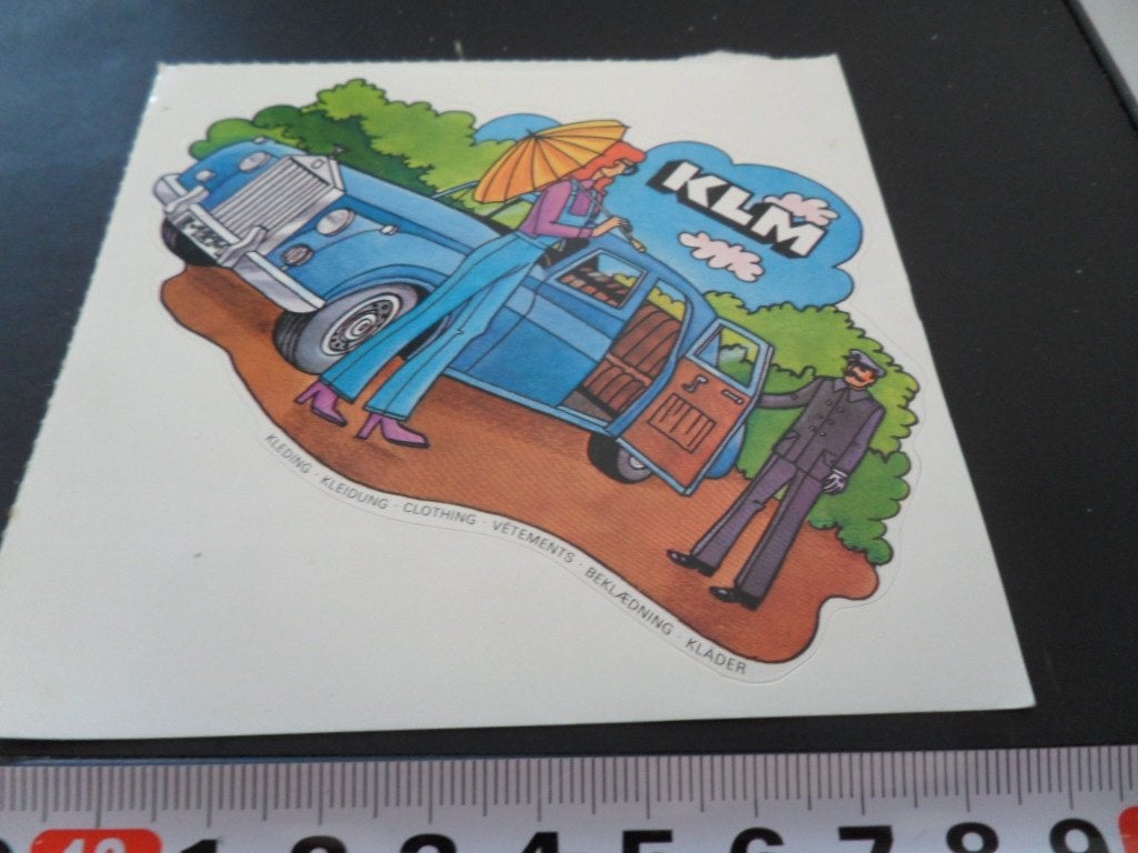 sticker KLM kleding strip vrouw tuinbroek rolls royce chauff, Ophalen of Verzenden, Zo goed als nieuw
