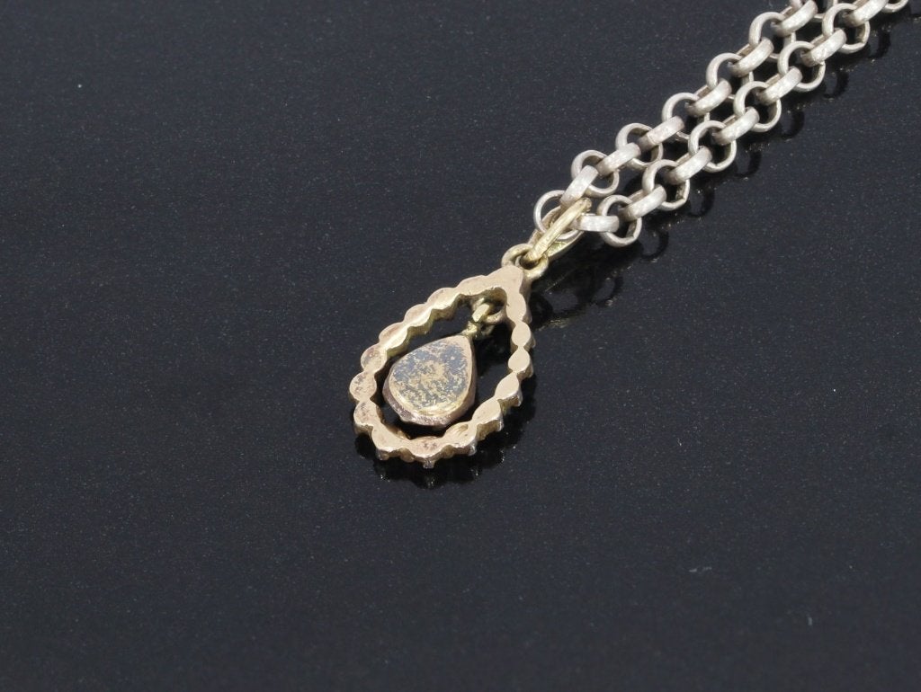 Roos diamant antieke hanger 14k goud ketting zilver jasseron, Verzenden, Goud, Ketting, Met edelsteen