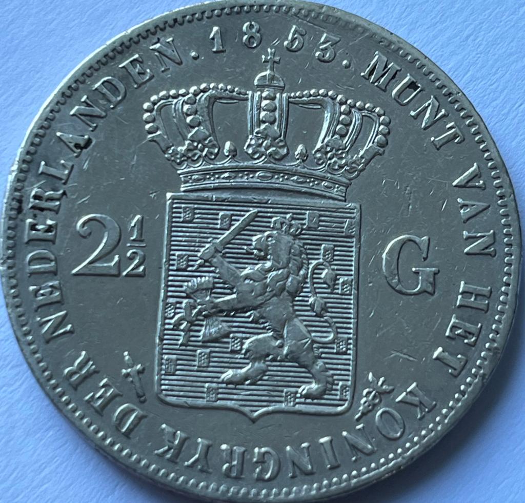 Zeldzame rijksdaalder 1853, Postzegels en Munten, Munten | Nederland, Ophalen of Verzenden, Koning Willem III, 2½ gulden