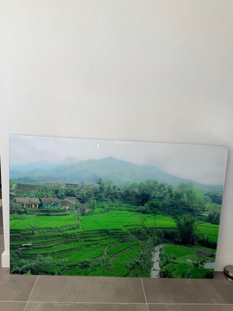 Foto op plexiglas (rijstvelden Indonesië), Ophalen, Zo goed als nieuw, 100 tot 125 cm, Foto of Poster