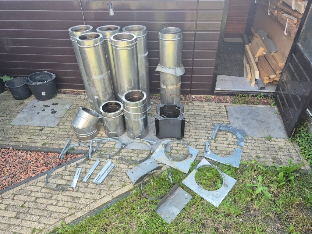 Dubbelwandig geïsoleerde rookkanaal 250mm + accessoires, Doe-het-zelf en Verbouw, Ophalen, Gebruikt, Afzuiger