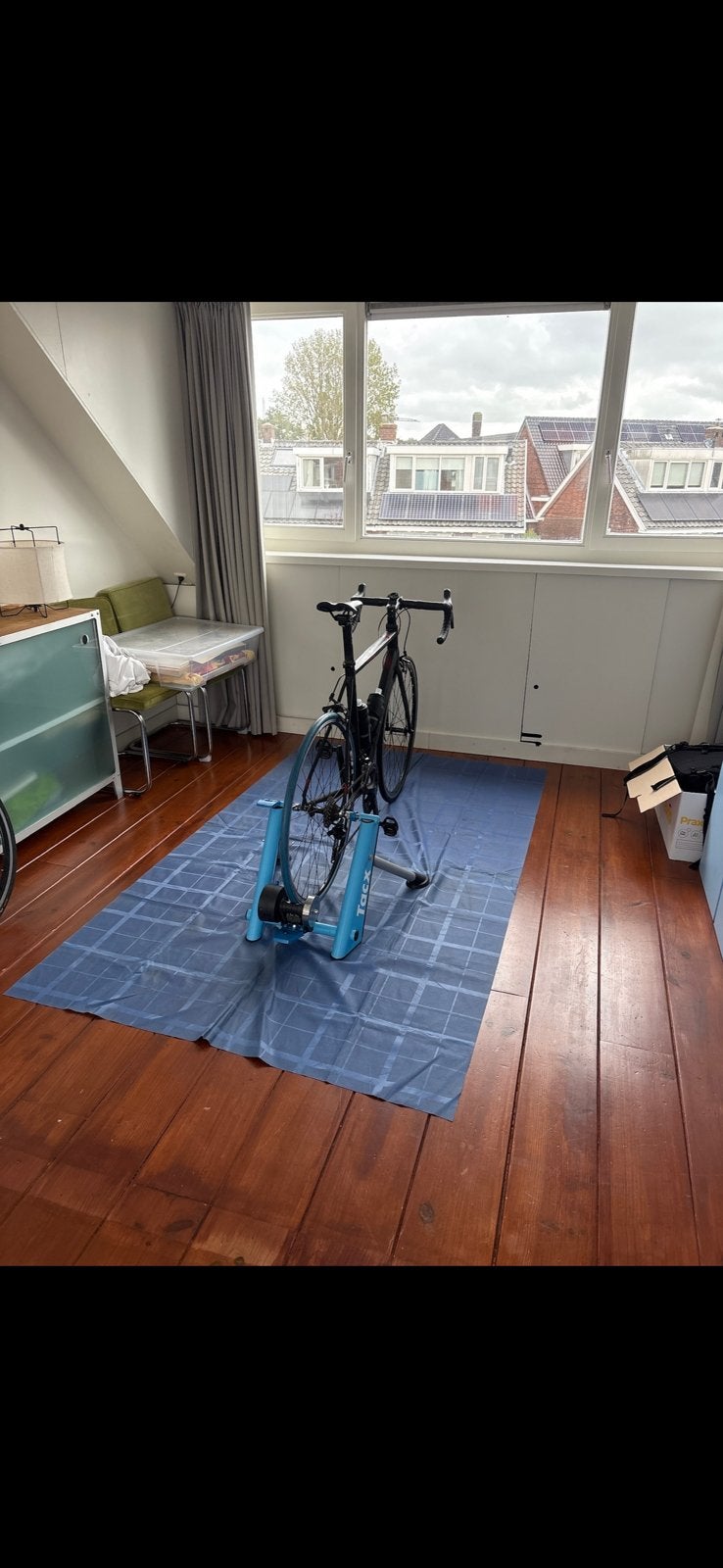 Tacx indoor fietstrainer met onderzeil en wiel, Gebruikt, Aluminium, Meer dan 20 versnellingen, Ophalen