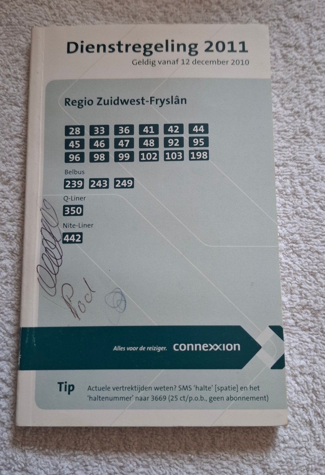 Dienstregeling 2011 Regio Zuidwest-Fryslân Connexxion, Ophalen of Verzenden, Gelezen, Overige typen