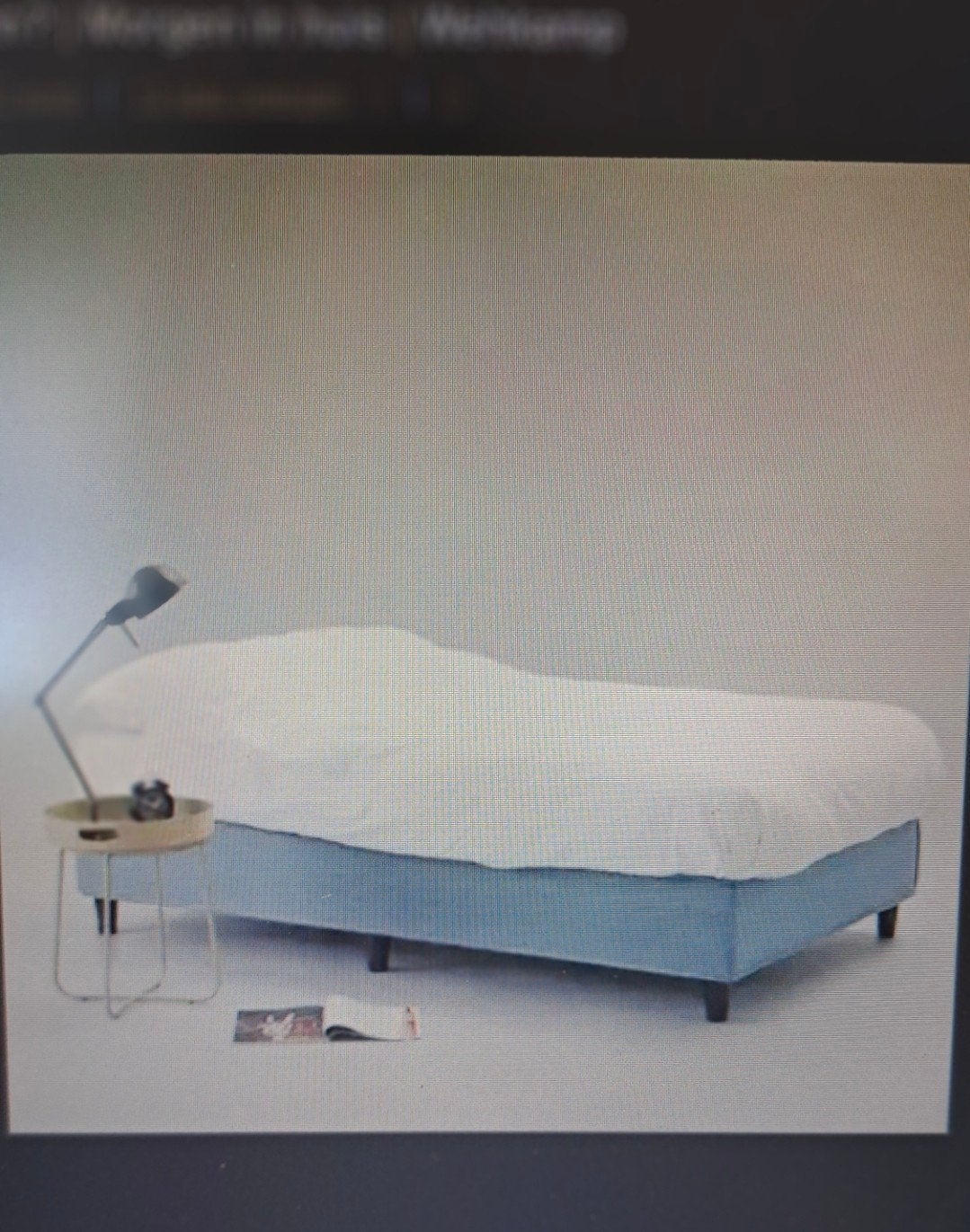 Jeansblauwe één persoons boxspring + matras  * ZGAN *, Ophalen, 85 tot 100 cm, Zo goed als nieuw, Matras