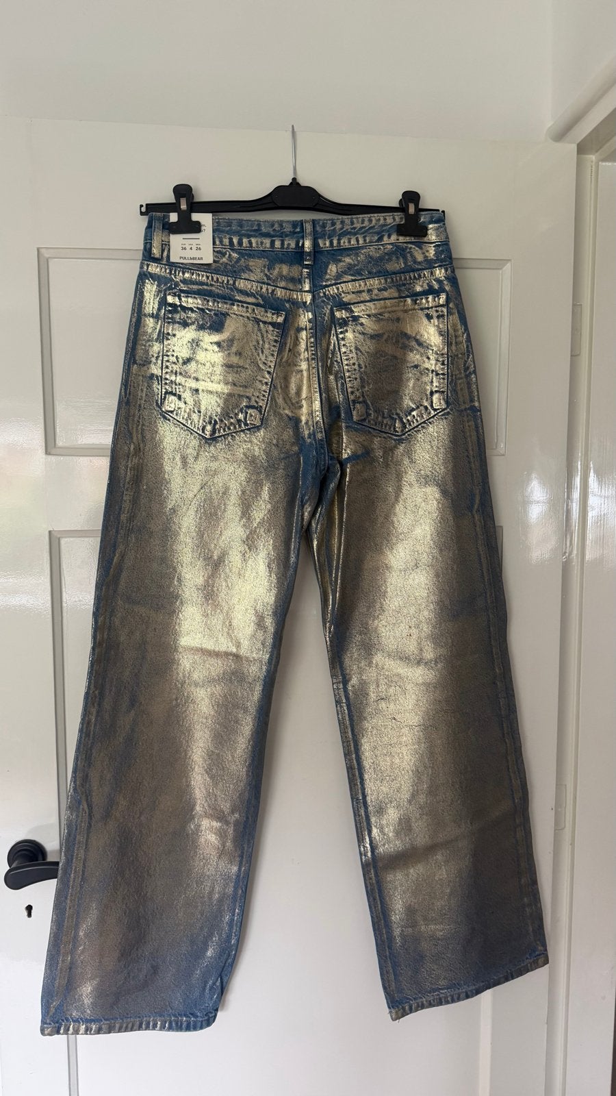 Nieuwe Pull & Bear metallic wide leg jeans, Ophalen of Verzenden, Nieuw, Goud, Lang