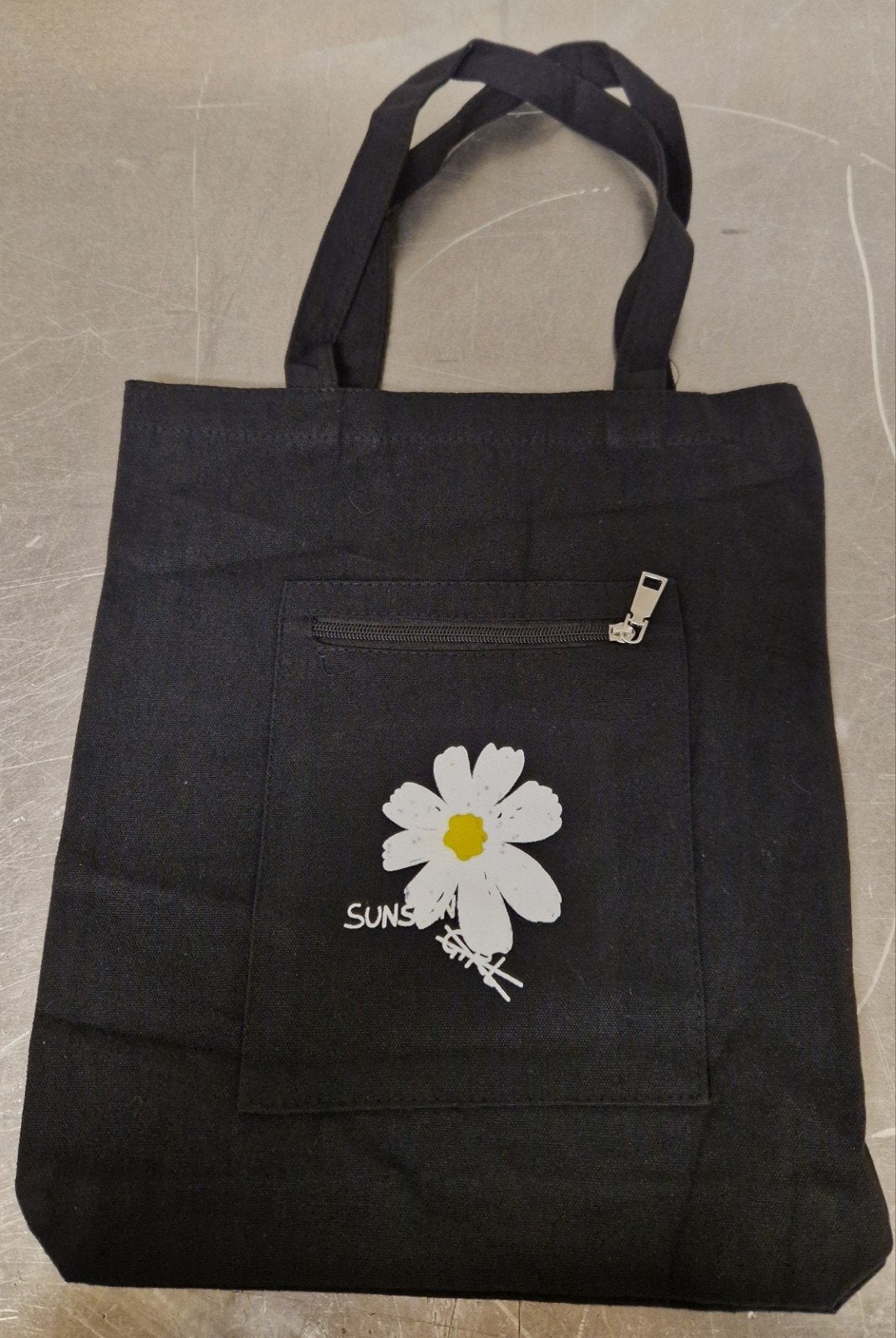 NIEUWE zwarte schoudertas met witte bloem, Ophalen of Verzenden, Nieuw, Zwart, Schoudertasje