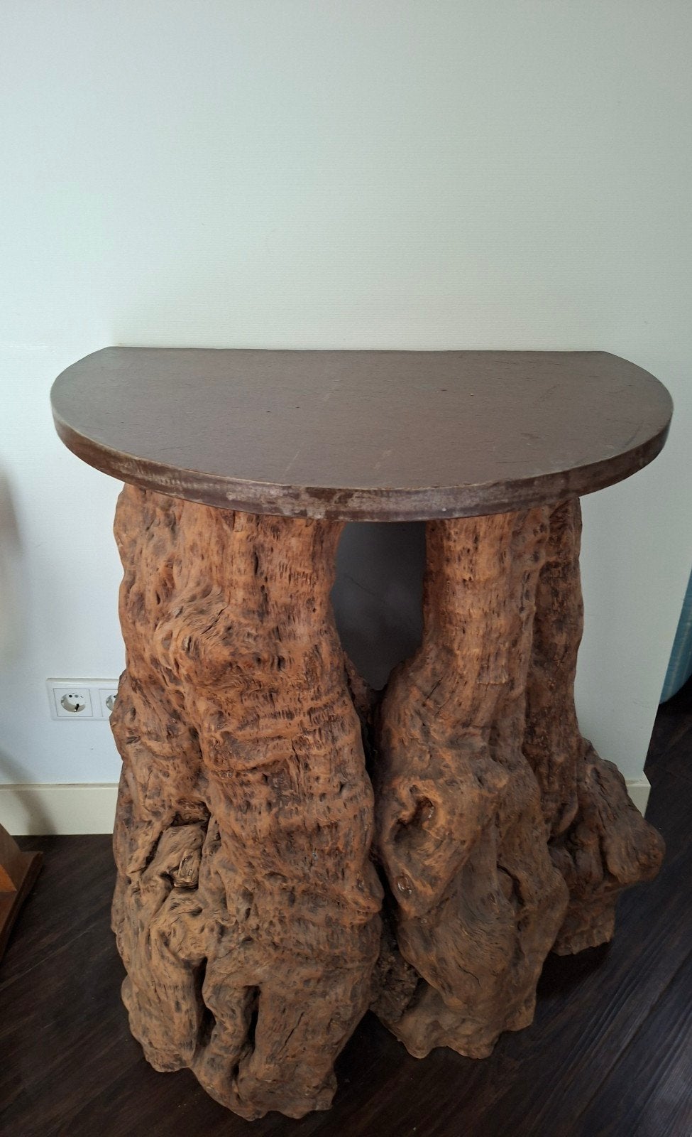 Unieke houten sidetable / wandtafel van boomwortels, Ophalen, Gebruikt, 50 tot 100 cm, Overige vormen