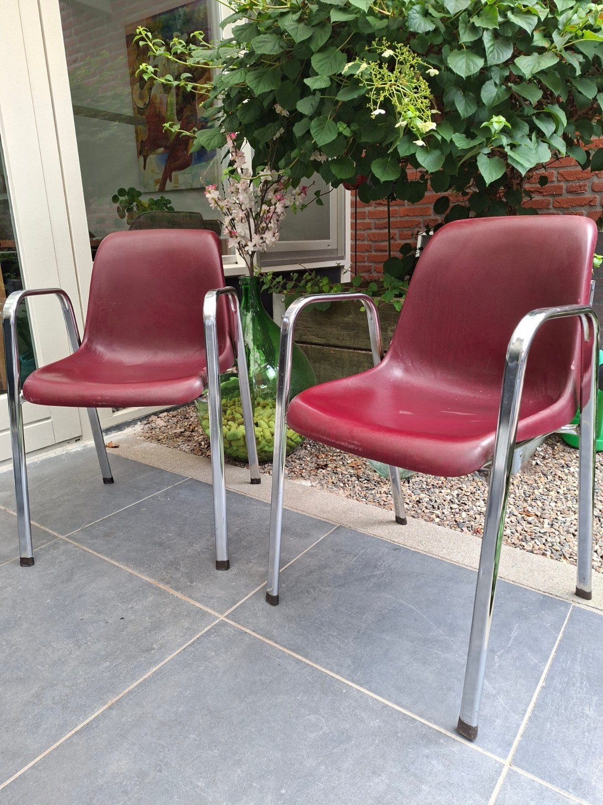 Twee vintage stoelen, Ophalen, Kunststof, Twee